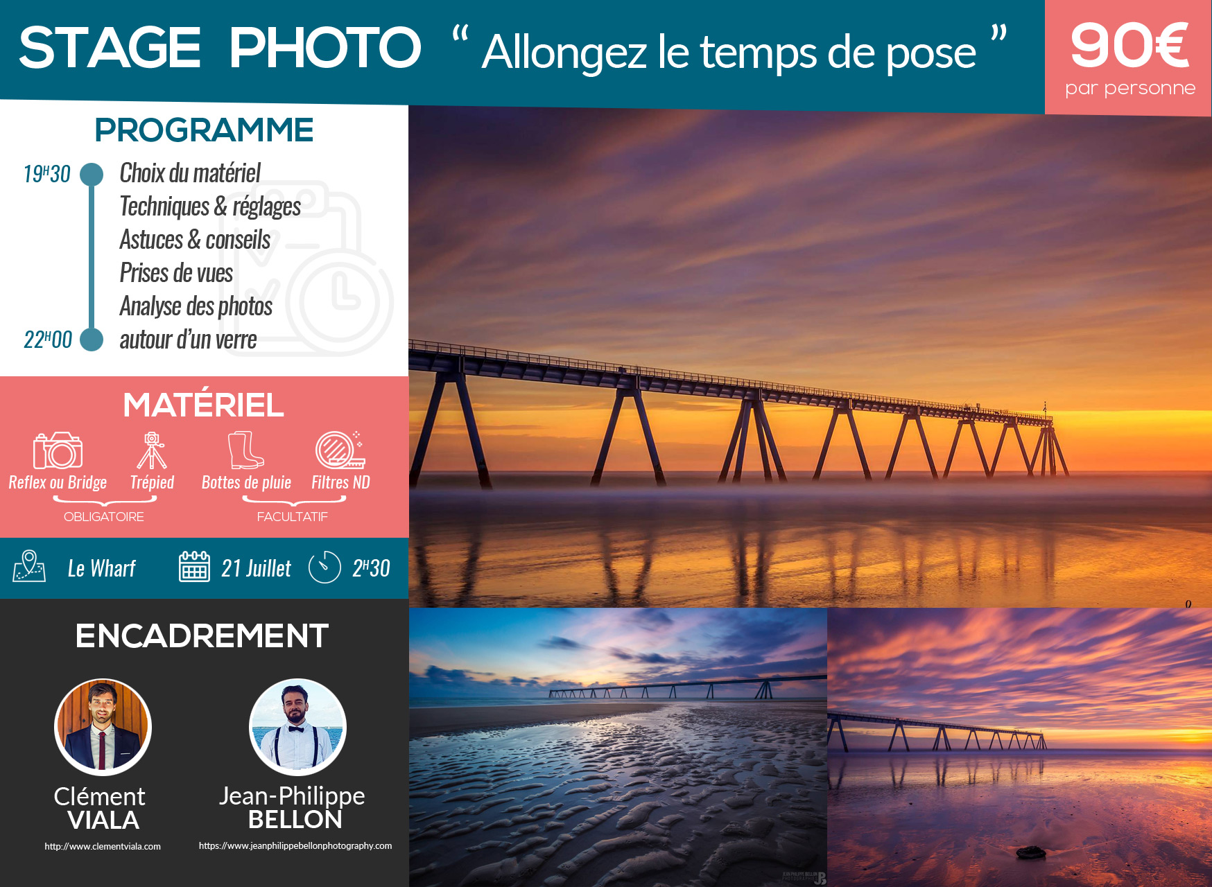 Cours photo : pose longue au WHarf de la plafge de la Salie