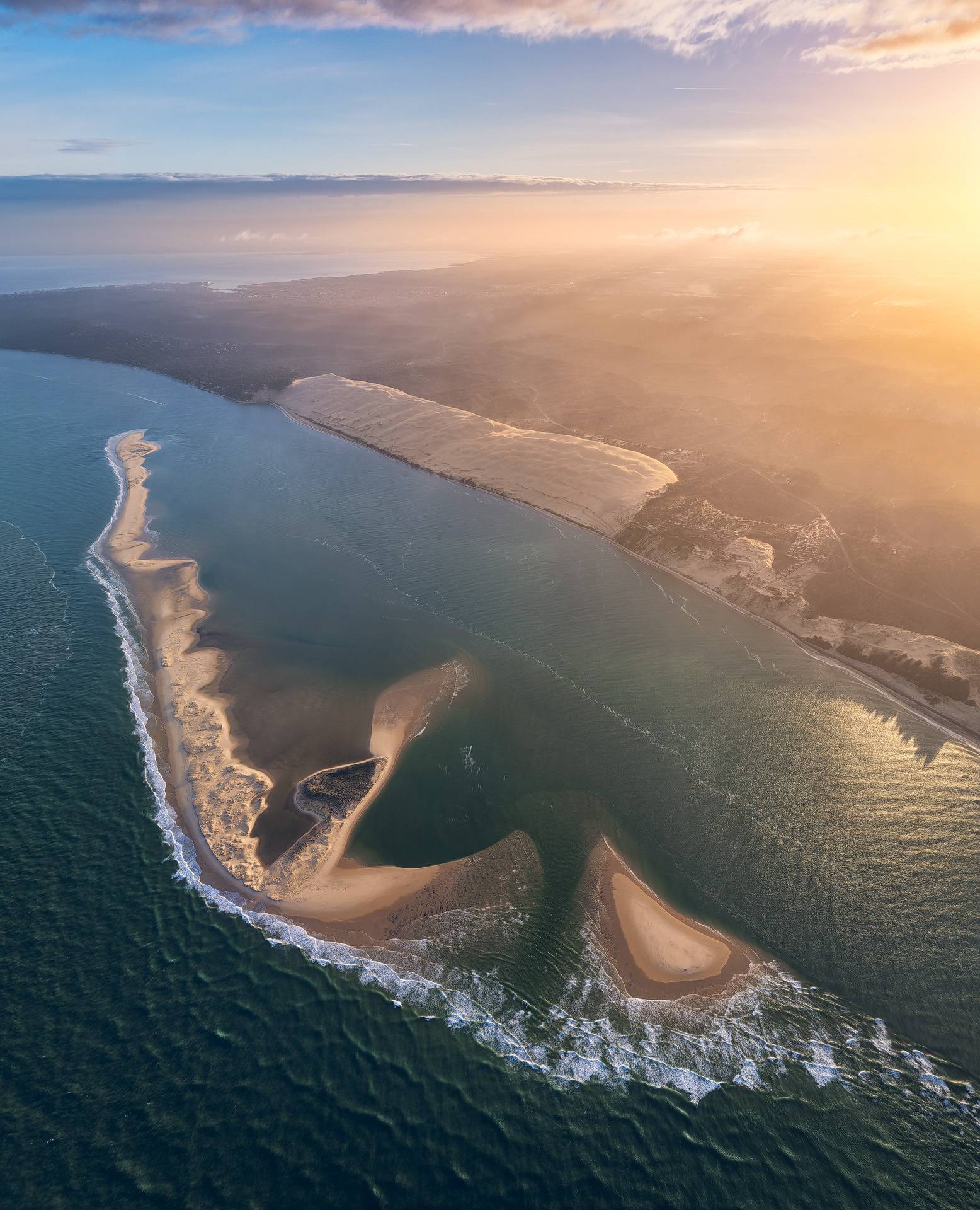 Panoramique du banc d'Arguin par grand coéfficient de marée