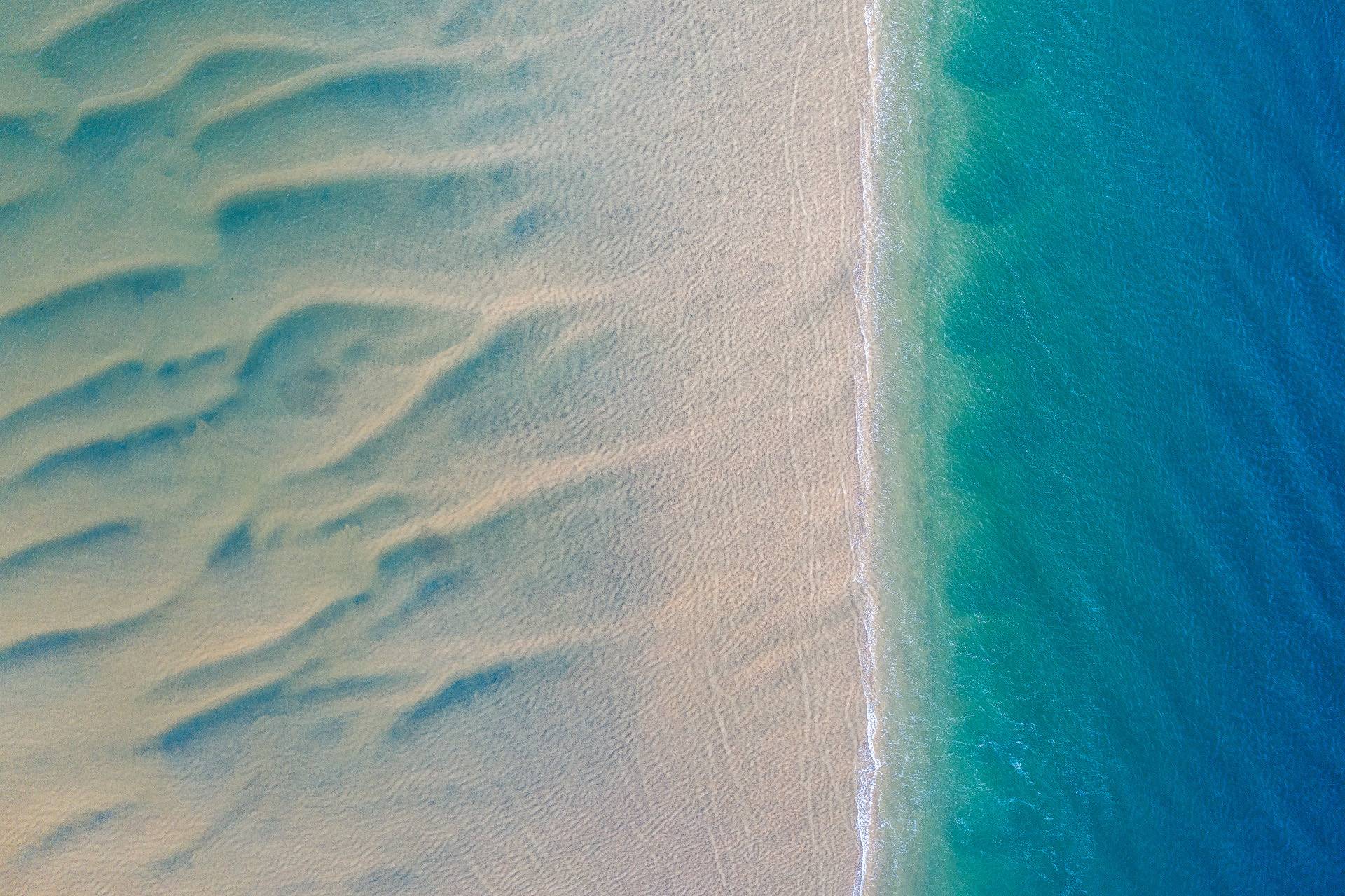 Photo aérienne de la texture du banc de sable de Pereire à Arcachon