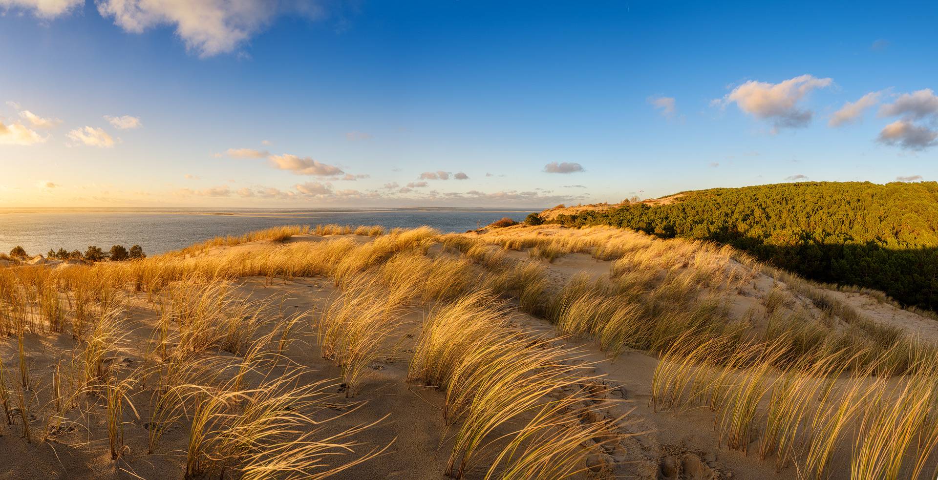 Panorama du coucher du soleil depuis les Sabloneys - Dune du Pilat