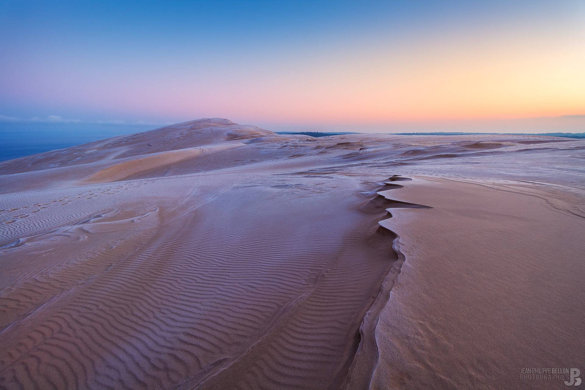 Lever de soleil sur la Dune du Pilat gelée