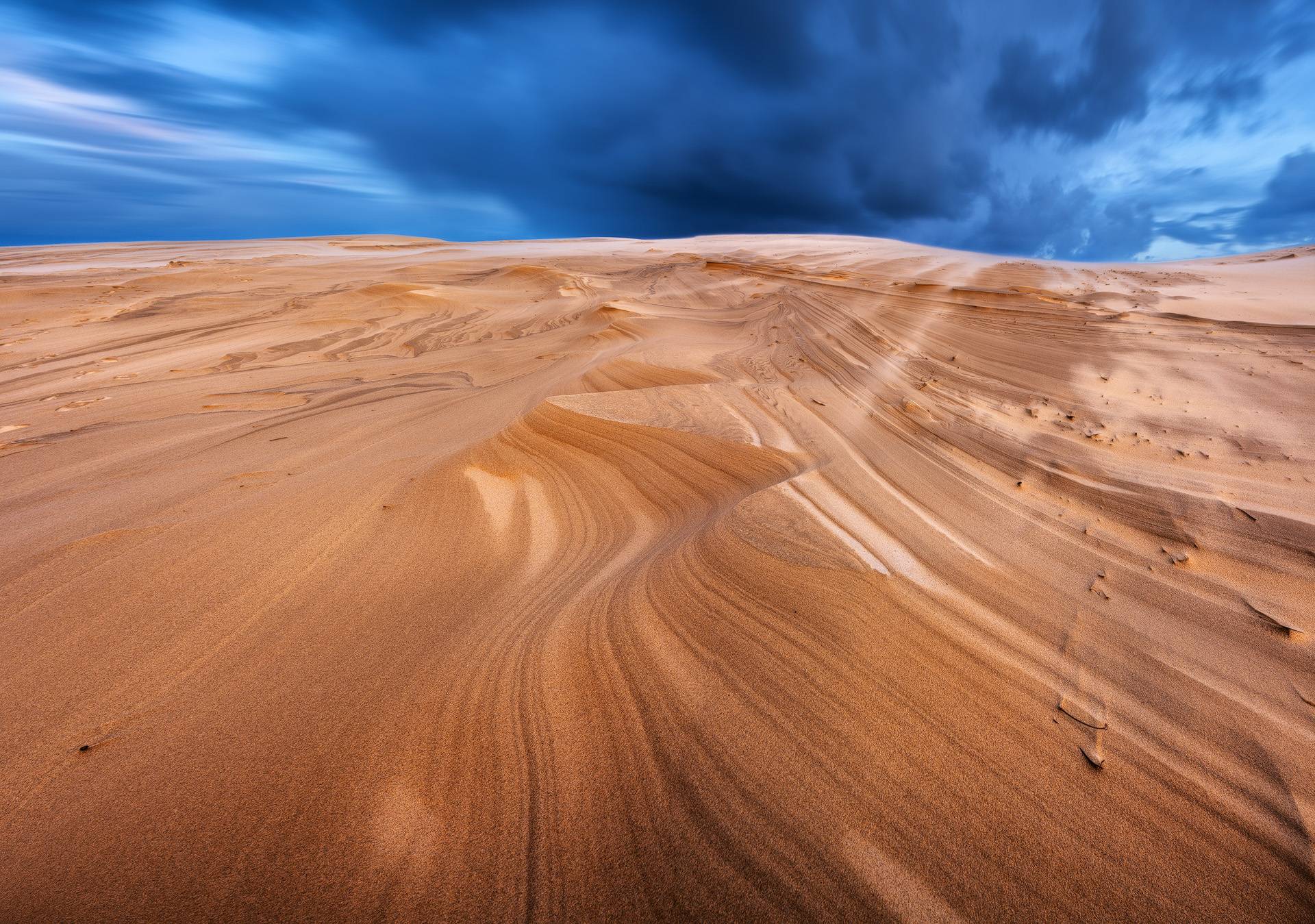 Pose longue sur la dune après la tempête Gérard