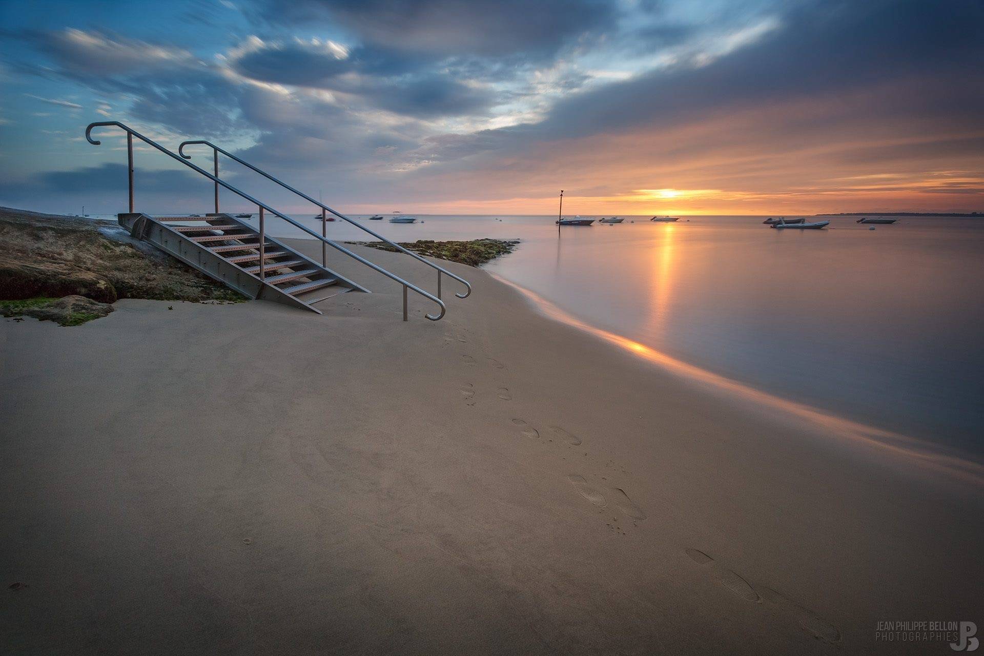 Escalier du Pyla en pose longue sur la plage