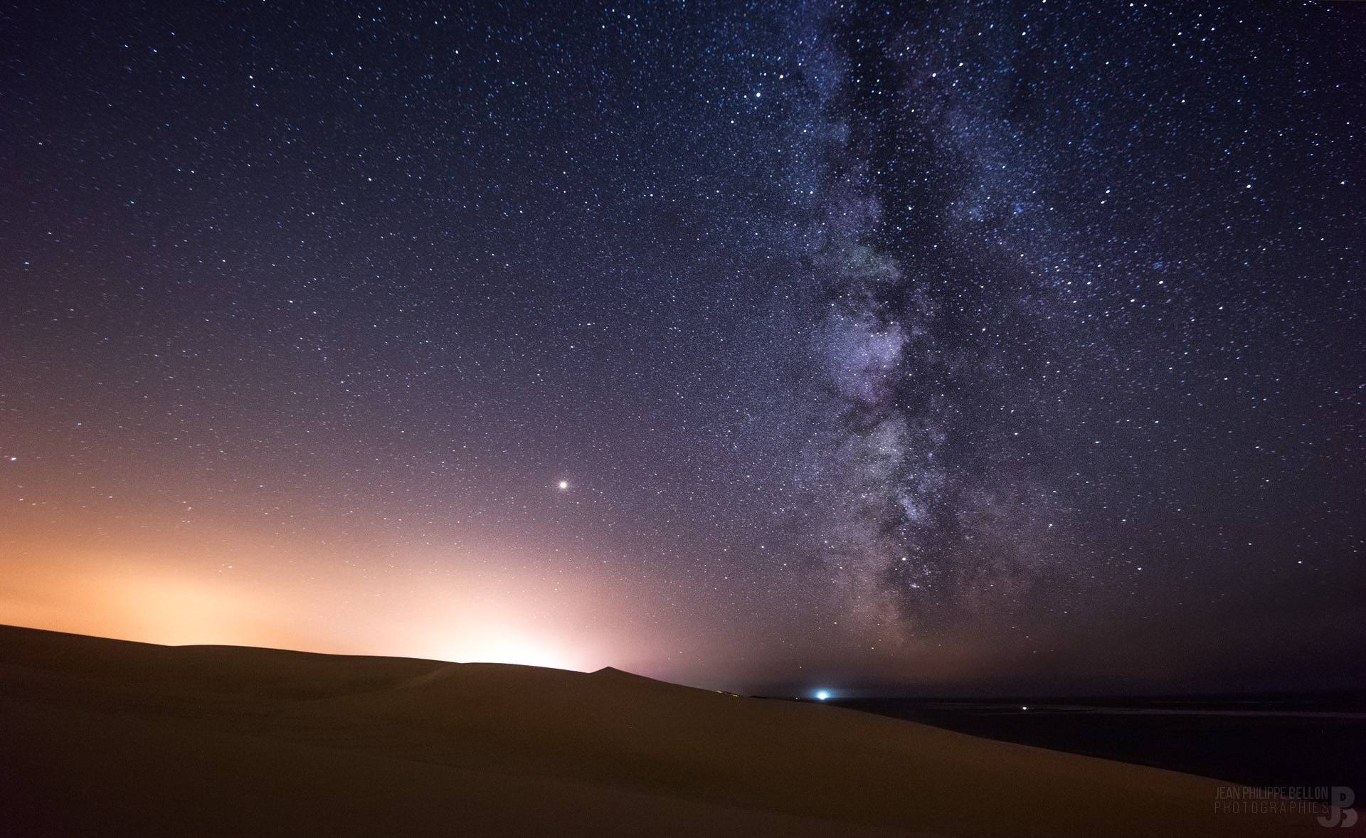 Photo de voie lactée sur la Dune du Pilat lors d'un workshop sur le Bassin d'Arcachon
