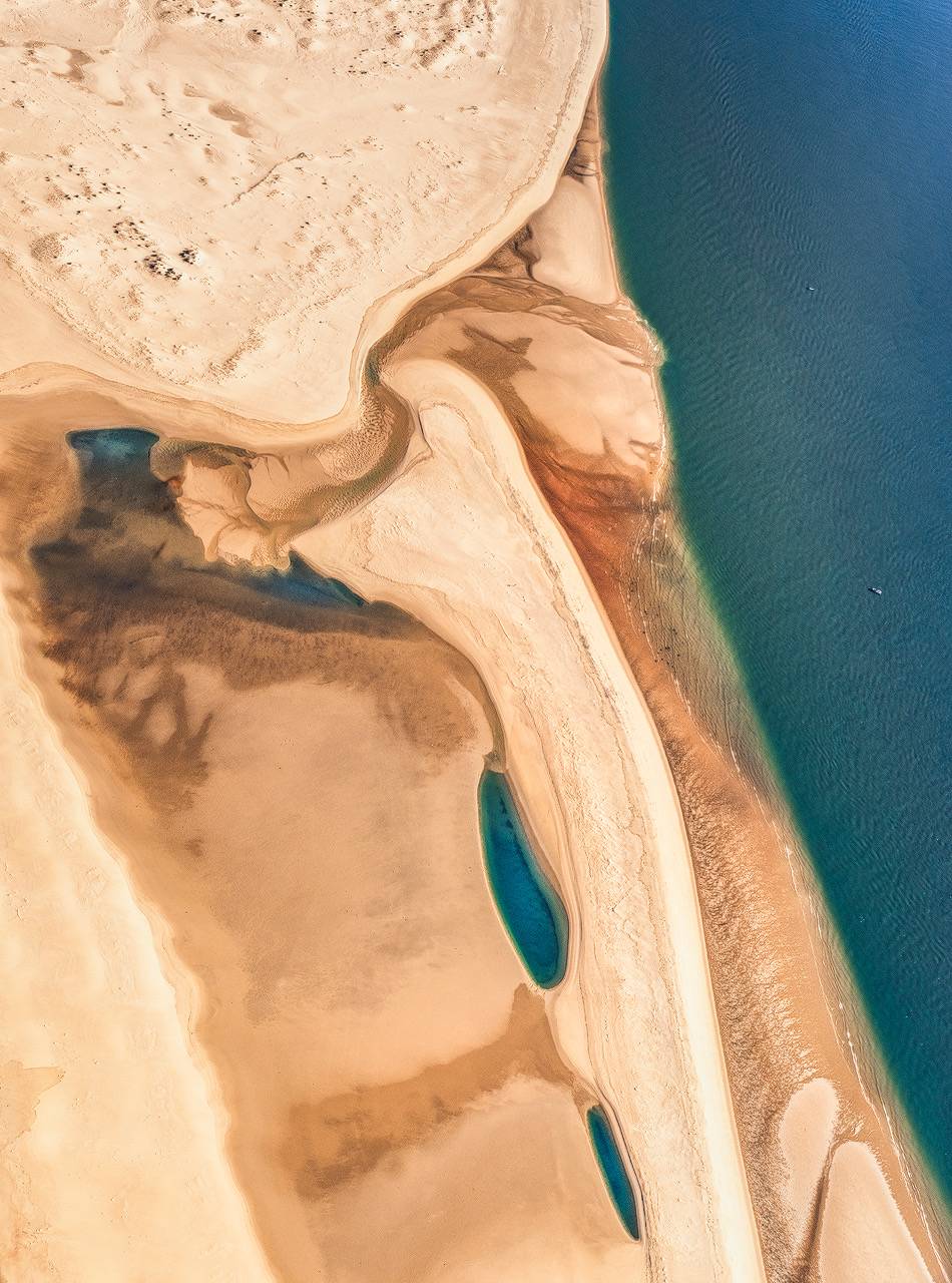 Photo aérienne du Banc d'Arguin à la verticale