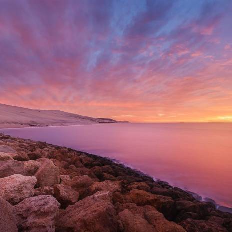 Ciel tout rose sur la corniche au pied de la Dune du Pilat