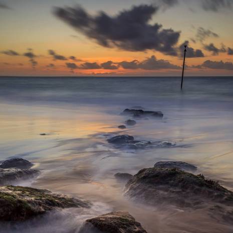 Une pose longue au crépuscule sur la plage au Pyla