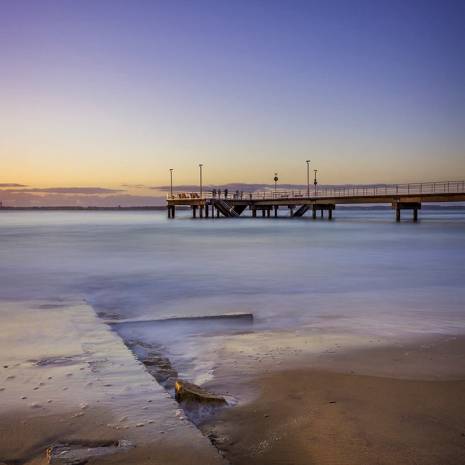 La jetée du Moulleau depuis la plage