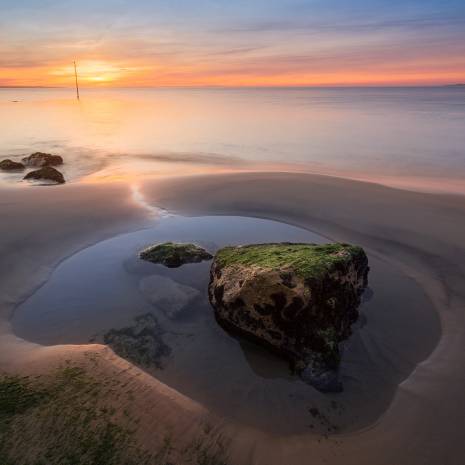 Une photo de carte postale prise au Pyla un soir d'hiver