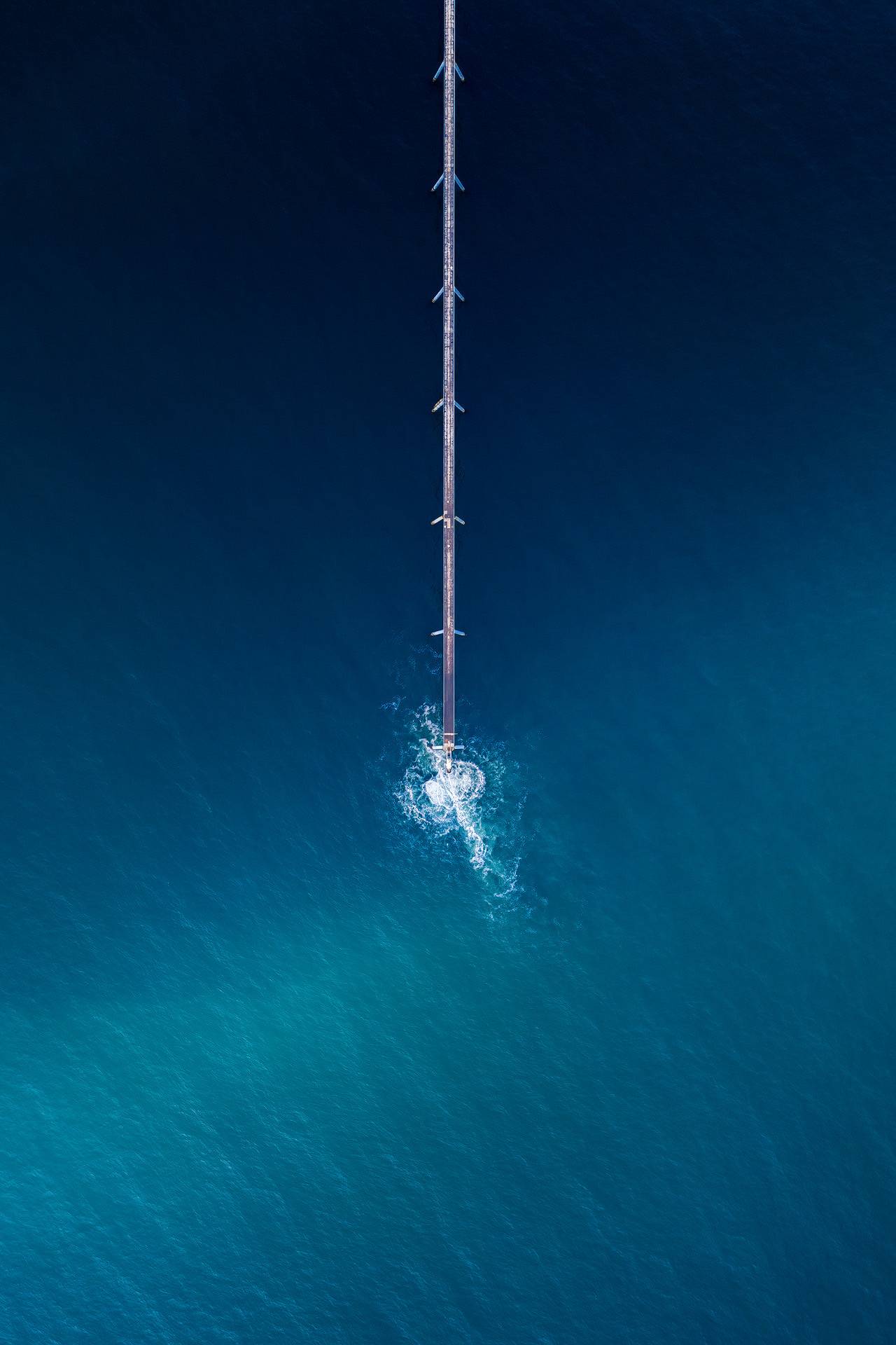 photo aérienne du wharf de la Salie à la verticale